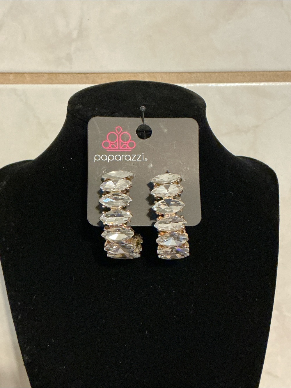 Paparazzi Sparkling Clear Faceted Hoop Earrings